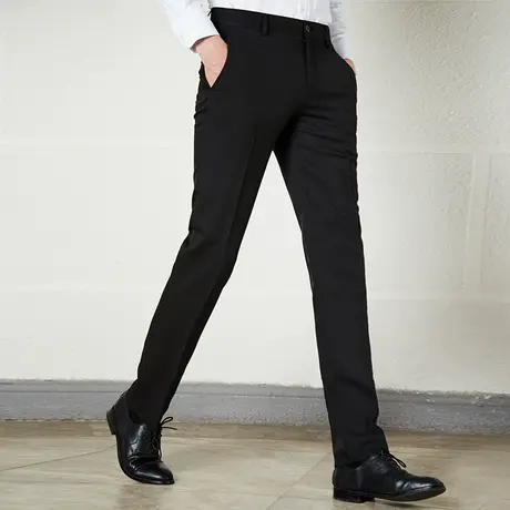 Seno冬季新款男士西裤抗污面料修身型直筒西服裤子黑色西裤 上班商品大图