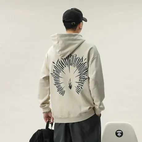 百搭长袖连帽卫衣高档男士卫衣字母印花卫衣男潮牌休闲长袖卫衣男商品大图