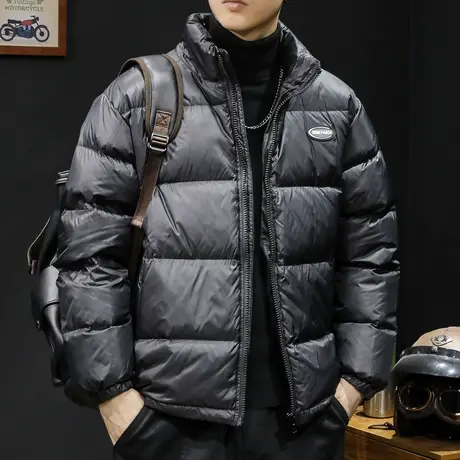 90白鸭绒羽绒服男冬季立领2023新款潮牌大码轻薄男士保暖外套短款商品大图