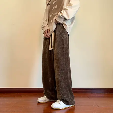 垂感运动休闲长裤男士直筒宽松紧腰春季秋冬款春秋款拖地阔腿潮牌商品大图