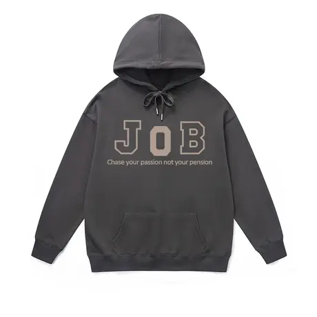 青少年连帽卫衣秋冬款美式复古我爱工作慵懒风简约大码休闲情侣装商品大图