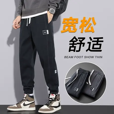 秋冬款潮牌工装裤男士休闲裤束脚宽松紧腰冬季2023新款冬天男裤子商品大图