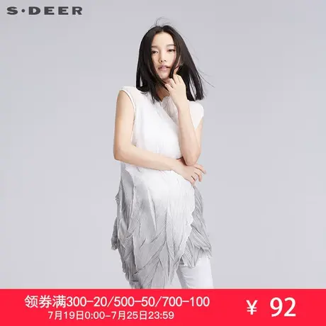 sdeer圣迪奥雪纺衫肌理折痕挺括晕染开襟上衣S16281609图片