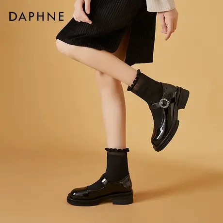 达芙妮玛丽珍小皮鞋女日系jk制服鞋2021年秋冬新款粗跟单鞋女中跟图片