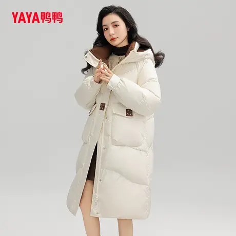 鸭鸭羽绒服女2023年冬季新款长款连帽加厚保暖韩版时尚外套C图片