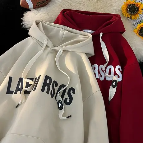 美式慵懒风卫衣男春秋季2024新款宽松连帽外套复古重磅加绒衣服潮商品大图