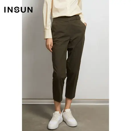 INSUN恩裳秋季OL军绿色修身西裤商品大图