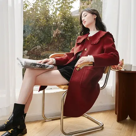 【拜年专场】香影纯羊毛双面呢2023新年战袍中长呢子外套本命年红图片