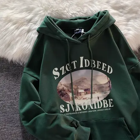 设计感连帽卫衣女秋冬新款加绒加厚ins潮牌宽松大码chic港风外套图片