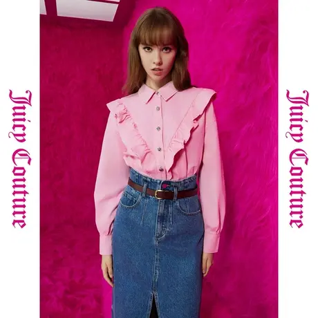 Juicy Couture橘滋秋季装女女装年新款甜心花语银扣牛仔衬衫商品大图