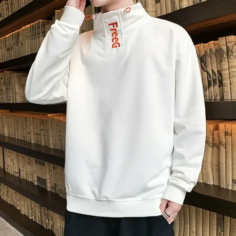 男士长袖t恤春秋款韩版潮流半高领内搭打底衫ins潮牌卫衣男装秋衣商品大图