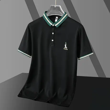 男士短袖polo衫潮牌刺绣翻领t恤夏季冰丝凉感有领半袖保罗上衣服商品大图