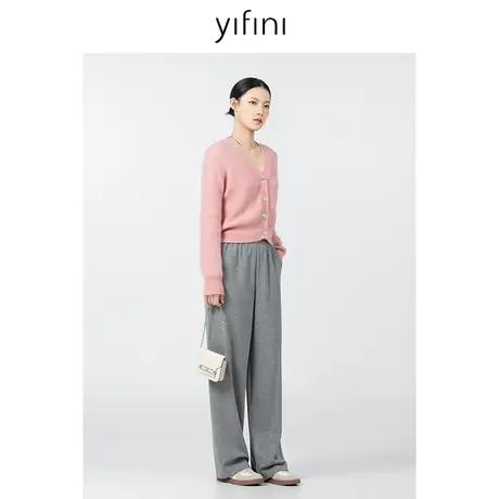 Yifini/易菲松紧腰运动直筒休闲长裤女2023秋季新款宽松显瘦裤子商品大图