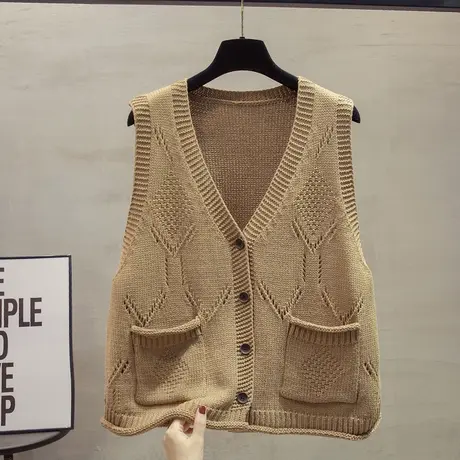 v领针织开衫马甲背心女2023秋装新款宽松外穿马夹外搭毛衣坎肩潮图片