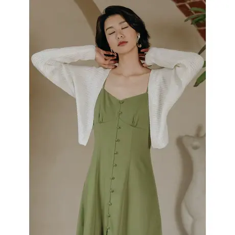 弥古白色防晒开衫外套女夏季吊带裙外搭罩衫高级感冰丝针织衫坎肩商品大图