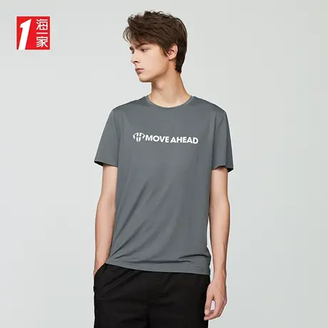 海一家活力运动短T新款简约字母印花透气舒适短袖T恤男图片