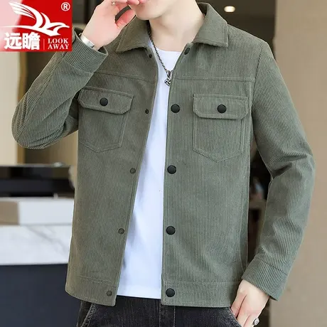 灯芯绒男士外套春秋季2023新款潮牌宽松百搭上衣工装休闲夹克男款商品大图