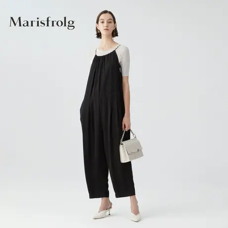Marisfrolg玛丝菲尔女装2021年夏季新款宽松黑色连体裤子九分裤图片