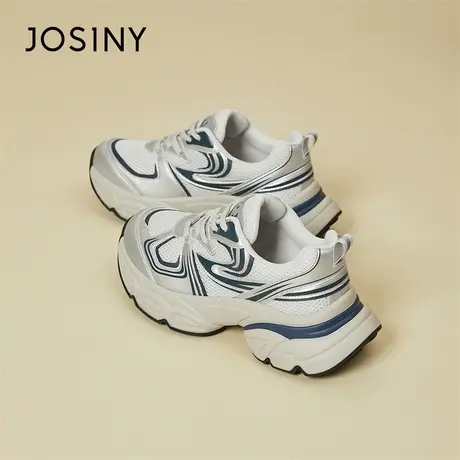 Josiny/卓诗尼银色老爹鞋女2024新款百搭厚底轻便跑步休闲运动鞋商品大图
