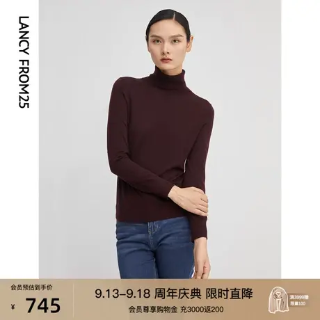 朗姿冬季新款羊绒打底针织衫时尚高领修身套头毛衣女装商场同款商品大图