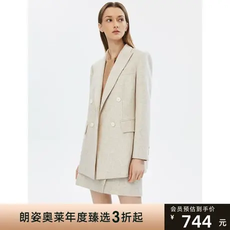 朗姿羊毛法式休闲廓形气质显瘦收腰秋季新款西装外套女轻商务西服图片