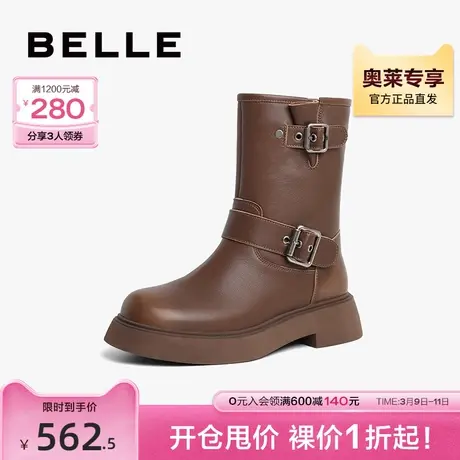 百丽复古朋克风休闲靴女靴2023冬季新款机车靴靴子短靴B1618DZ3图片