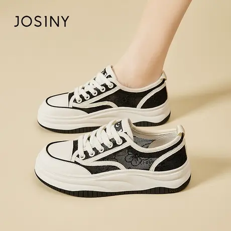 Josiny/卓诗尼2024年春季新款网面小个子厚底小白鞋女休闲运动鞋商品大图