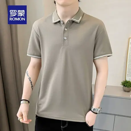 罗蒙男士短袖Polo衫夏季薄款冰天丝商务带翻领男装上衣服休闲体恤商品大图