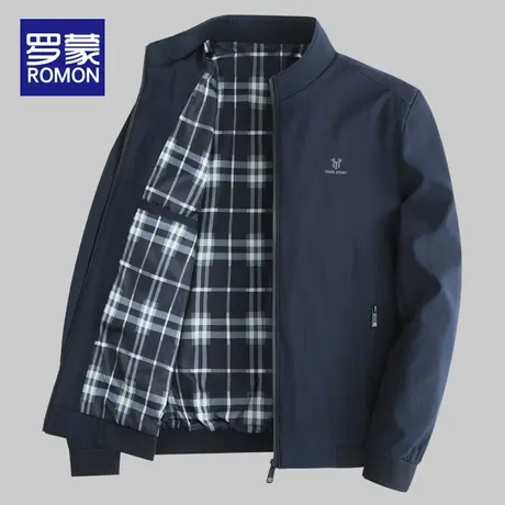 罗蒙外套男2023新款男夹克棒球服春秋中年上衣爸爸装立领休闲夹克图片