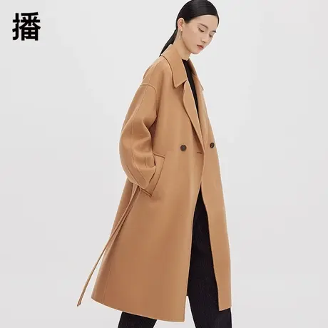 播毛呢大衣女2023秋冬新款高级感复古收腰中长款呢外套DDQ4AD5531商品大图