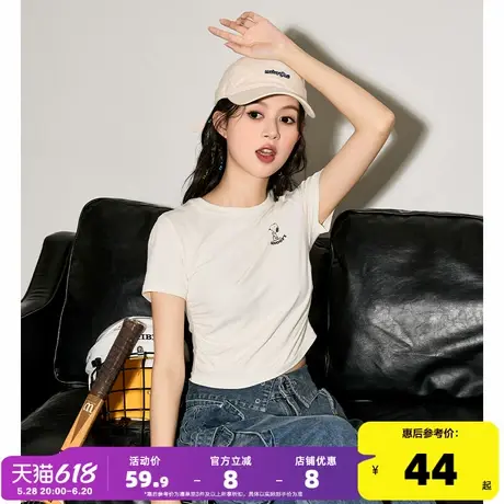 【史努比联名款】 唐狮2025夏季新款正肩短袖T恤女甜辣修身显瘦G商品大图