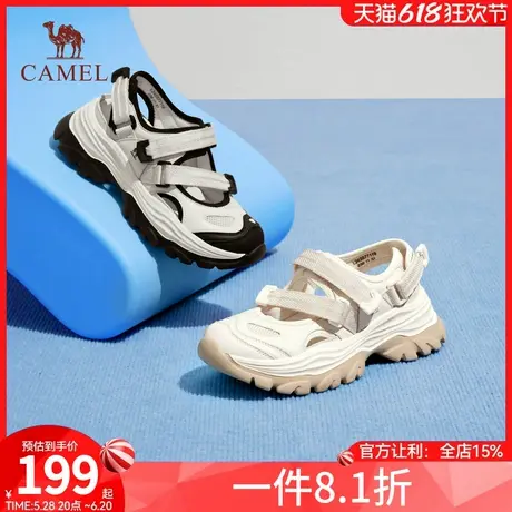 骆驼女鞋2024年夏季新款运动老爹凉鞋女魔术贴镂空户外厚底休闲鞋商品大图