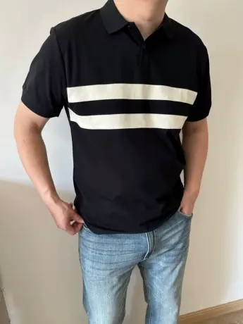 DAEVU夏季大码男装拼色潮胖子加肥加大休闲男士短袖翻领t恤polo衫商品大图