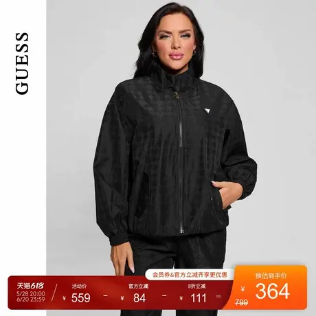 GUESS女士休闲时尚字母印花立领短外套-V4BQ24WGLW2商品大图