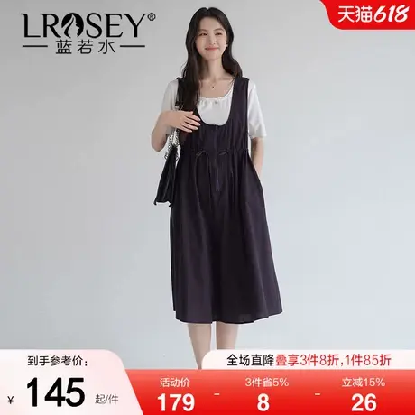 【设计感抽绳拉链A字背心裙】蓝若水大码2025夏装新款宽松连衣裙图片