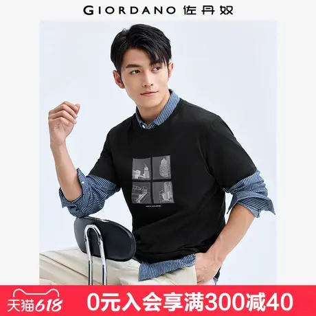 佐丹奴短袖T恤男新款纯棉城市主题街头风印花圆领上衣男01095381商品大图