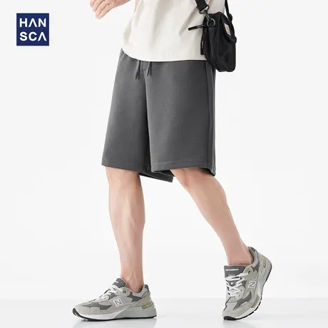 hansca罗纹针织运动短裤男2025夏季轻薄透气速干凉感五分休闲卫裤商品大图