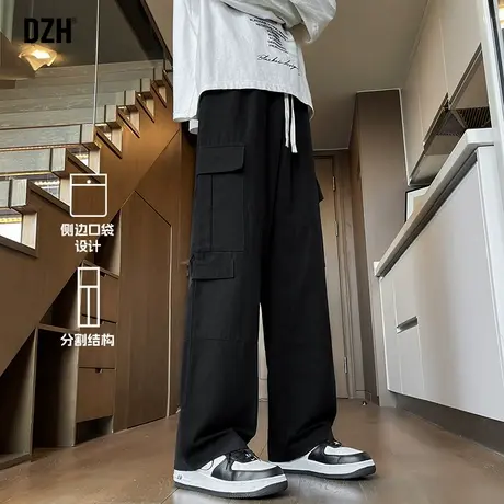 男士美式黑色工装裤男款裤子直筒宽松休闲春秋男裤2025新款登山裤商品大图