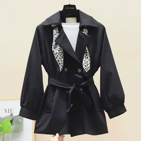 2023秋季新款英伦风中长款丝巾风衣外套小个子收腰显瘦宽松大衣女商品大图