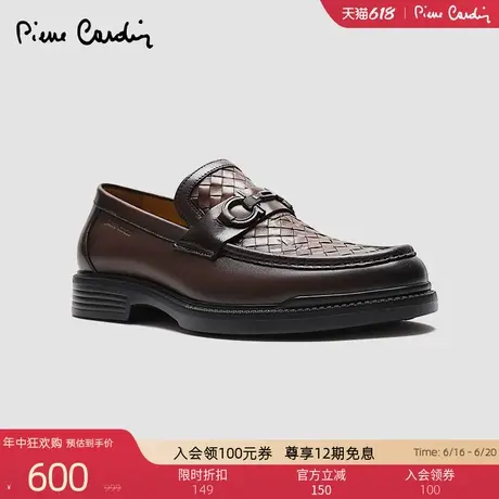 Pierre Cardin/皮尔卡丹25男鞋编织拼接饰扣轻底乐福鞋真皮一脚蹬商品大图