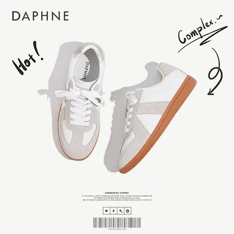 Daphne/达芙妮时尚复古德训鞋女平底透气休闲轻便时尚百搭运动鞋图片