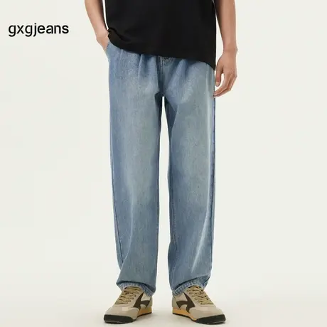 gxg.jeans男装 蓝色水洗松紧腰宽松锥形休闲牛仔长裤 25年夏新款图片