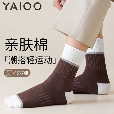 雅鹿袜子男款中筒袜棉秋季长袜女士秋冬款堆堆袜白色长筒袜子商品大图