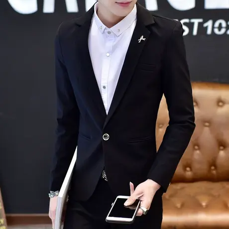 男士韩版西服男青年春夏季薄款小西装潮流简约上衣休闲修身型外套商品大图