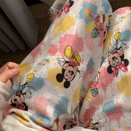 彩色米妮~a类全棉双层纱长裤卡通宽松舒适家居裤可外出有口袋商品大图