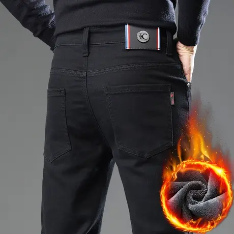 秋冬款新塘加绒加厚休闲牛仔裤子冬季2023年新款男士保暖抗寒西裤商品大图