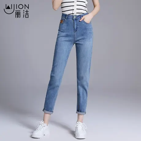 丽洁薄款牛仔裤女2023年新款哈伦裤宽松高腰老爹裤弹力休闲九分裤商品大图