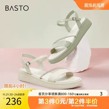 百思图奥莱2023夏季新款商场同款简约休闲厚底女凉鞋ZHT44BL3图片