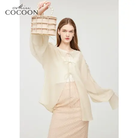 MISSCOCOON时尚上衣24春装新款女设计感大廓形国风宽松雪纺衫女商品大图