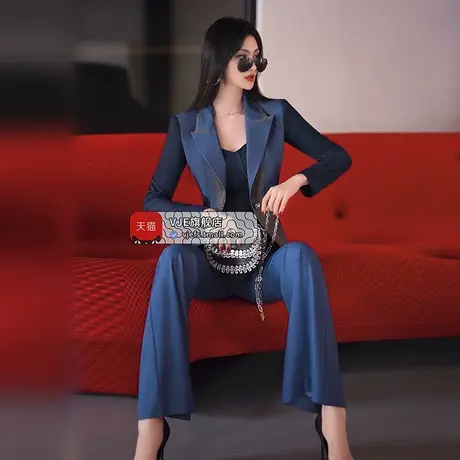 VJE秋季职业气质减龄西装套装新款小西服背心微喇叭裤三件套图片